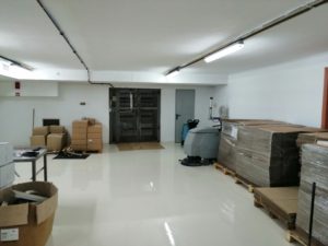 cream beige epoxy floor for storage space